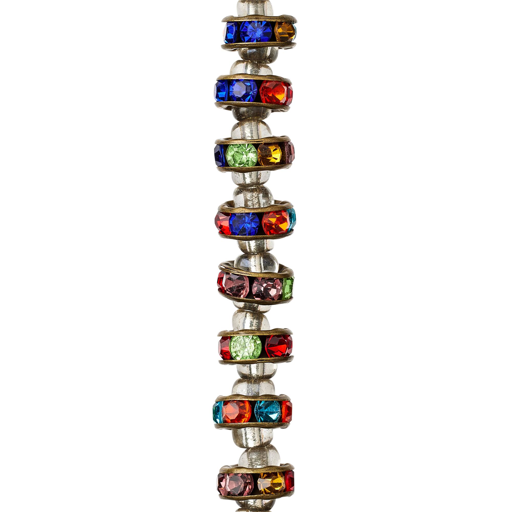 Multicolor Rhinestone-Studded Metal Rondelle Beads, 8mm by Bead Landing™